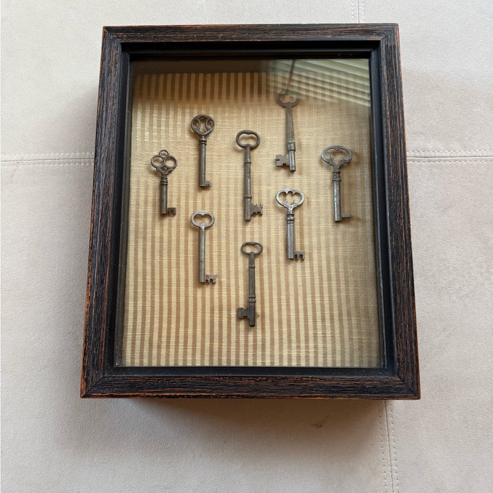 Shadow Box of Vintage Skeleton Keys